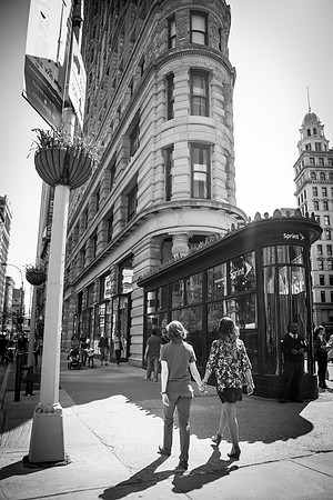 Same-sex engagement shoot in Madison Square Park, NY