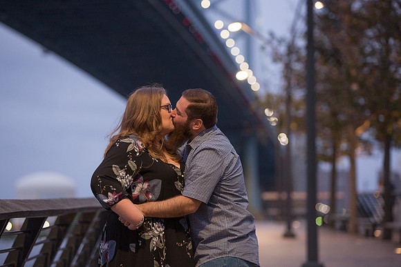 Engagement shoot under Ben Franklin Bridge, Philadelphia
