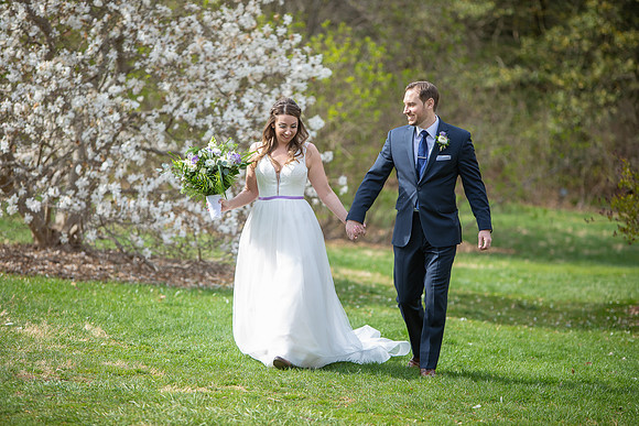 Tyler Arboretum, PA wedding under the cherry blossoms