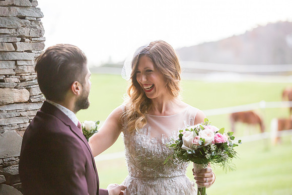 First look on the wedding day at Friedman Farms in Dallas, PA